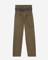 Thumbnail for your product : The Kooples High-waisted khaki jeans with leather belt