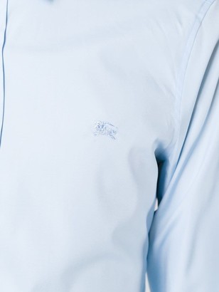 Burberry Check Detail Stretch Cotton Poplin Shirt