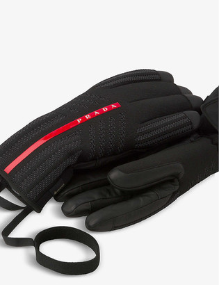 Prada Logo-embellished nylon and leather ski gloves
