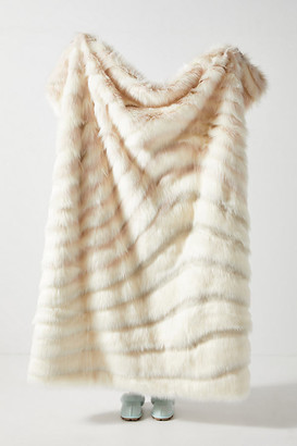 Anthropologie Janelle Faux Fur Throw Blanket By in White