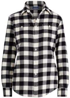 Ralph Lauren Relaxed Fit Plaid Twill Shirt Antique Ivory/Polo Black S
