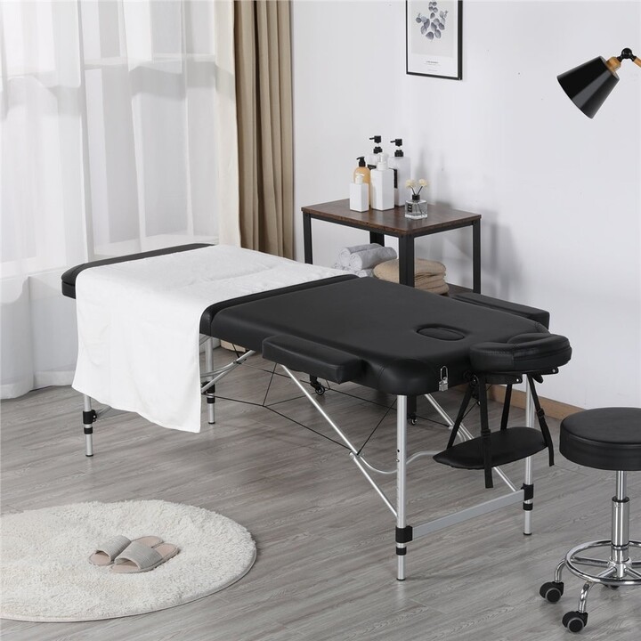 Yaheetech 3Fold Adjustable Aluminum Massage Table for Spa Treatments