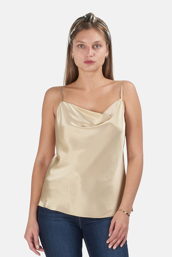 cream satin tank top