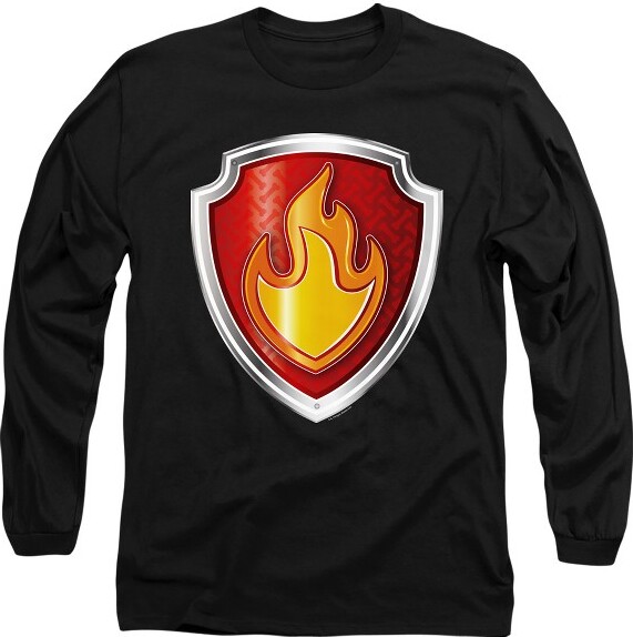 Paw Patrol Men'sPawPatrolMarshallBadgeLongSleeveT-ShirtBlackSmall