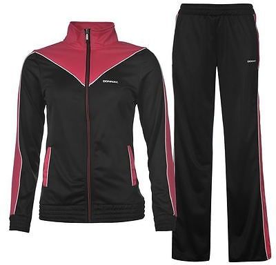 Donnay Womens Poly T Suit Ladies Tracksuit Long Sleeve Top and Bottoms ...