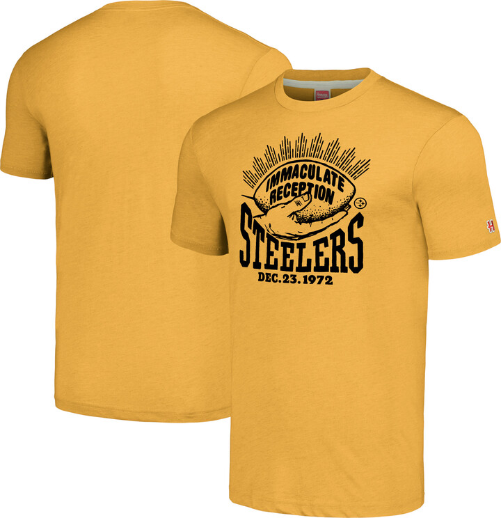 Men's Homage Franco Harris Gold Pittsburgh Steelers Immaculate Reception T-Shirt