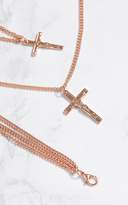 Thumbnail for your product : PrettyLittleThing Silver Renaissance Triple Cross Symbol Necklace