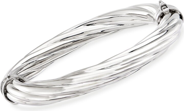 Ross-Simons Italian Sterling Silver Twisted Oval Bangle Bracelet