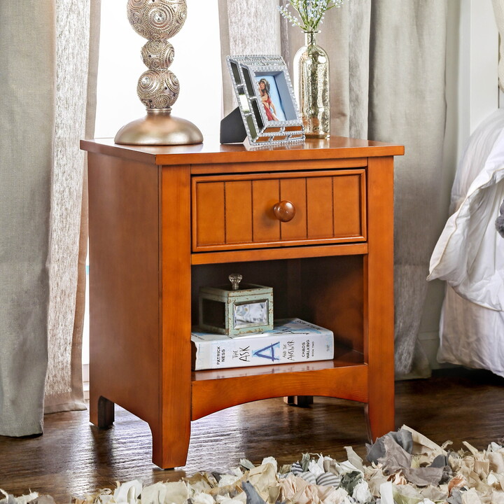 Furniture of America Geniet Nightstand with 1-Drawer, Oak