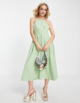Thumbnail for your product : True Violet backless woven prom midi dress in sage