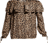 Thumbnail for your product : MICHAEL Michael Kors Leopard Off-the-Shoulder Ruffle Peasant Top