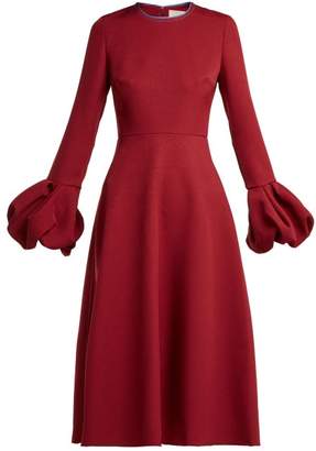 Roksanda Aylin Bell Sleeve Cady Dress - Womens - Burgundy
