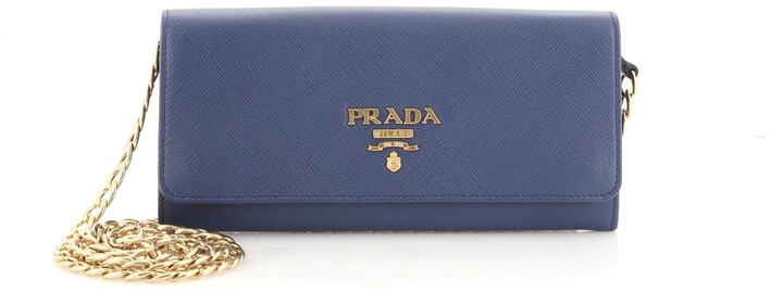 Prada Light blue wallet in Saffiano
