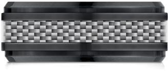 Benchmark Black Titanium 7mm Comfort-Fit Beveled Edge Pattern Design Ring