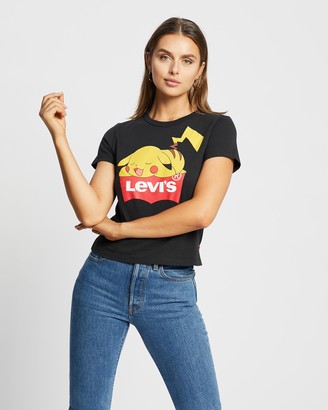 Levi's Women's Black Printed T-Shirts x Pokemon Pikachu Tee - Size S at The Iconic