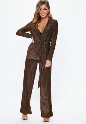 Missguided Bronze Shimmer Trousers, Bronze