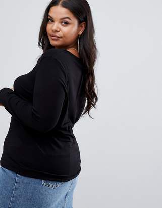 ASOS Curve Design Curve Ultimate Top With Long Sleeve And V-Neck 2 Pack