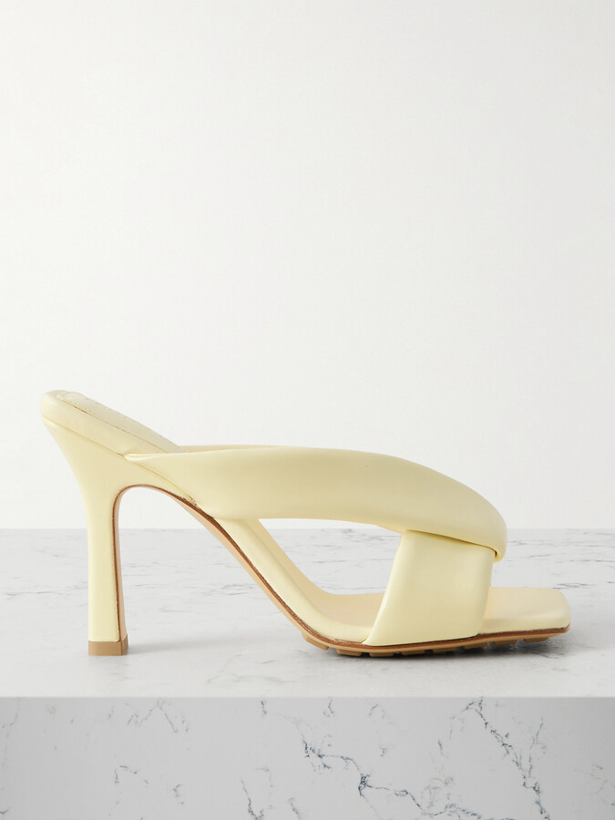 Bottega Veneta Riva Padded Glossed-leather Mules - Yellow