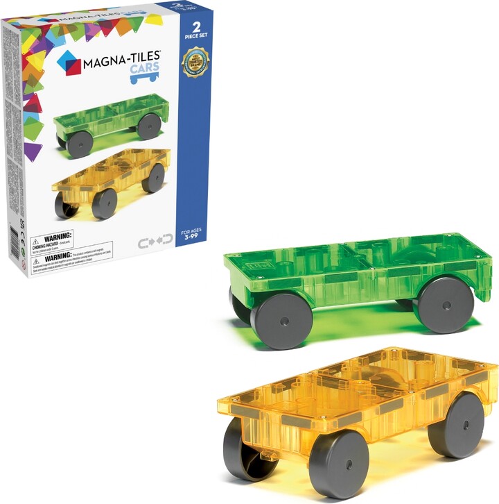 Magna-Tiles Magna-tilesa Cars – Green & Yellow 2-Piece Magnetic Construction Set