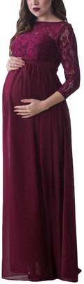 Fanvans Women Elegant Lace 3/4 Sleeve Pregnant Formal Wedding Party Maxi Dress XL