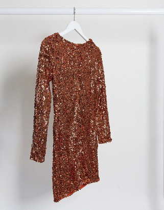 ASOS DESIGN sequin embellished cowl shift dress
