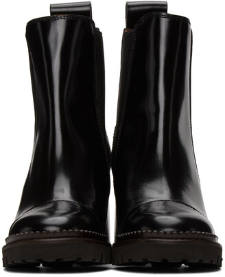 See by Chloe Black Leather Mallory Heeled Boots