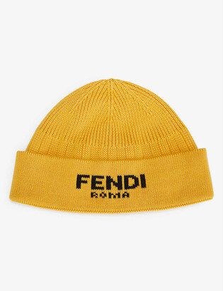 Fendi Roma logo-knitted cotton and cashmere-blend beanie hat
