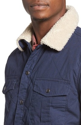 Lucky Brand Men's Quilted Shirt Jacket With Faux Shearling Collar