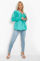 Thumbnail for your product : boohoo Maternity Satin Wrap Smock Top