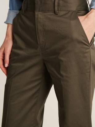 Frame High Pocket Flared Trousers - Womens - Dark Khaki