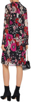 Thumbnail for your product : Mikael Aghal Pussy-bow Pleated Floral-print Fil Coupe Chiffon Dress