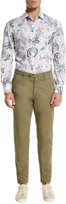 Kiton Flat-Front Chino Trousers, Khaki