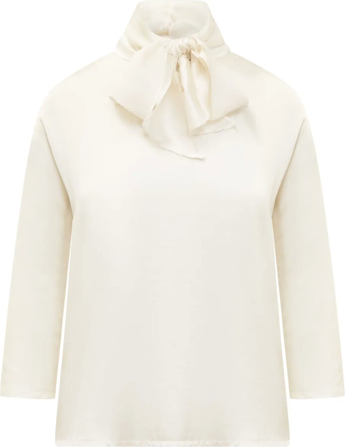Jucca Bow-Neck Three-Quarter Sleeve Top
