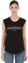Thumbnail for your product : Balmain Logo Print Cotton Jersey Tank Top