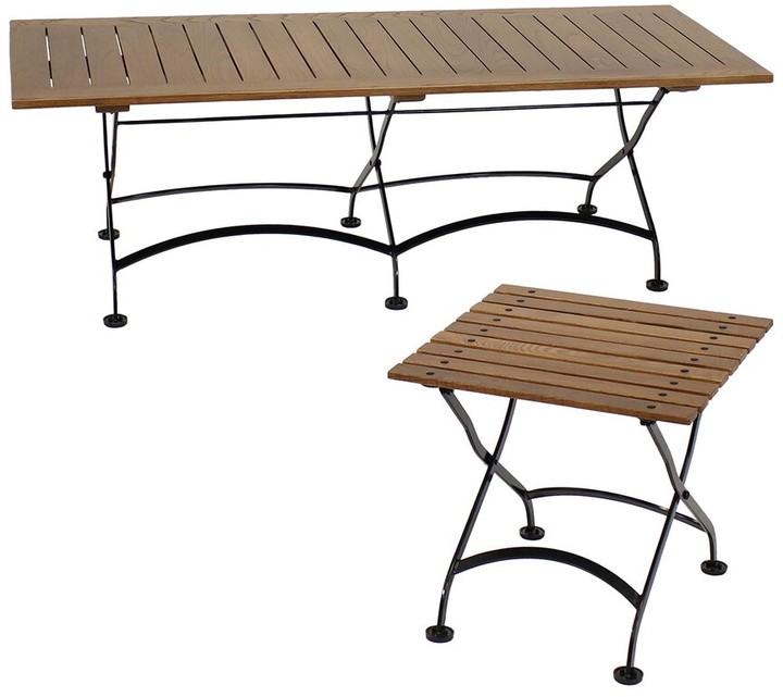 Sunnydaze European Chestnut Wood Folding Occasional Table Set