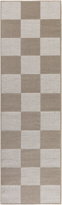 Latitude Run 8' Natural And Ivory Geometric Power Loom Washable Non Skid Runner Rug