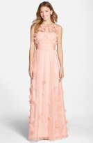 Thumbnail for your product : JS Collections Floral Appliqué Chiffon Gown