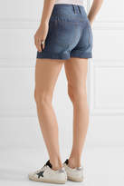 Thumbnail for your product : Current/Elliott The Rolled Boyfriend Striped Cotton Shorts - Blue