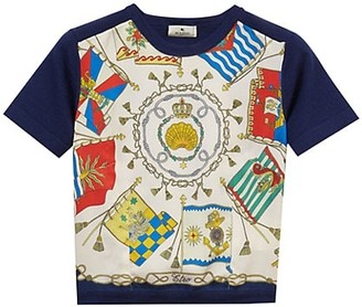 Etro Stromboli Parade Flag-Print Wool & Silk T-Shirt
