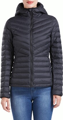 ERSDGG Women's Hooded Down Jacket Lightweight Packable Down Coat Short Warm  Coat Black 16 - ShopStyle
