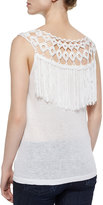 Thumbnail for your product : Ella Moss Fringed Slub-Knit Sleeveless Top, White