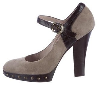 Pollini Suede Mary-Jane Pumps