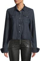 Thumbnail for your product : RtA Ashley Snap-Front Long-Sleeve Dark-Wash Denim Shirt