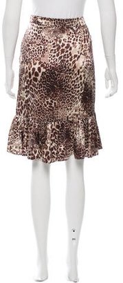 Blumarine Leopard Print Silk Skirt