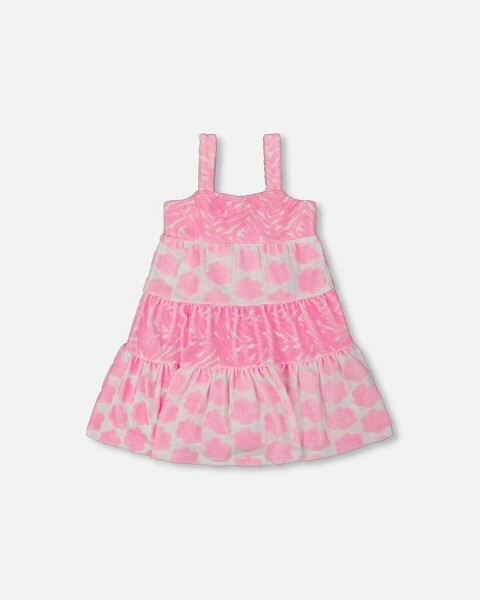 Deux Par Deux DeuxparDeuxGirlPrintedTerryBeachDressPinkandWhite-12Years