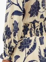 Thumbnail for your product : Johanna Ortiz Sacred Writing Floral-print Silk Midi Dress - Blue White