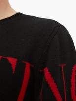 Thumbnail for your product : Valentino Logo-intarsia Cashmere Sweater - Mens - Black