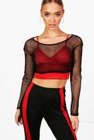Thumbnail for your product : boohoo Mesh Long Sleeve Crop Top
