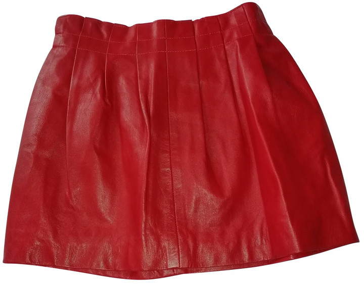 Zara Red Leather Skirts ShopStyle
