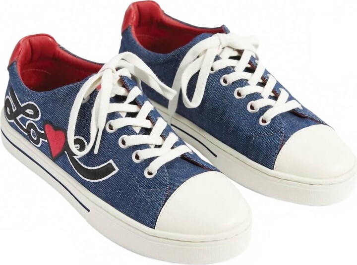 Brighton Fashionista Love U Embroidered Sneakers In Denim